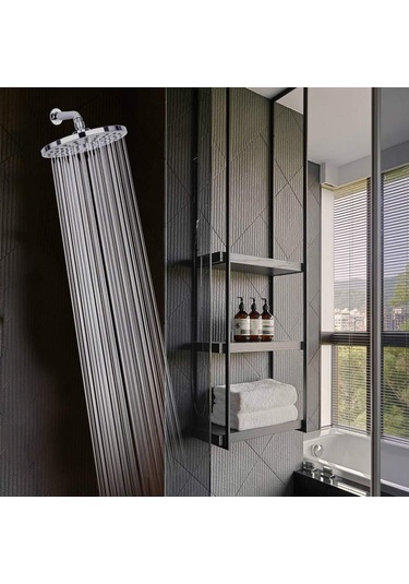 Qingmipy Banyo Yüksek Basınçlı Düş Başlığı - 8 İnç Yuvarlak Abs Krom, Otomatik Temizlenir Uçlar, G1/2 Bağlantı, Su Tasarruflu Tek Fonksiyonlu Eğim Borusu Hariç 22516 Gümüş