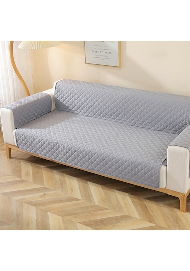 Sones Çift Taraflı Su Geçirmez Evcil Hayvan Yastığı Elmas Desenli Kanepe Kılıfı, Boyut: 130x196cm Gri