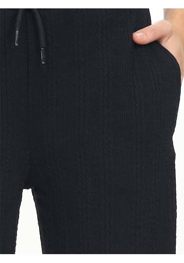 Denokids Kız Çocuk Geniş Paça Siyah Basic Eşofman Altı Renkli Siyah