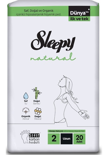 Sleepy Natural Ultra Hassas Hijyenik Ped Uzun 20 Adet Ped