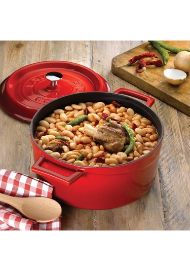 Lava Trendy Çap Döküm Yuvarlak Tencere 24 CM Kırmızı
