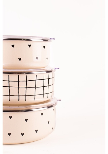 Black Cupid Vakum Kapaklı Saklama Kabı Seti Ocaklarda Kullanılabilir Bej