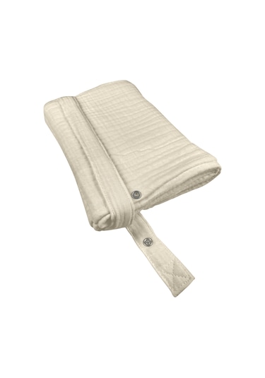 4 Katlı Iç Göstermez Pamuk Müslin Bebek Emzirme Önlüğü Bej