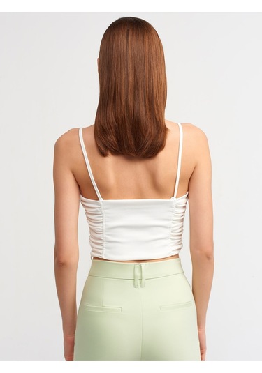 Dilvin 20129 Büzgülü Detaylı Crop Top