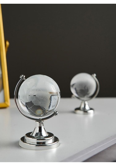 Dekoratif Cam Dünya Küresi Masa Ofis Dekoru 8x12 Cm