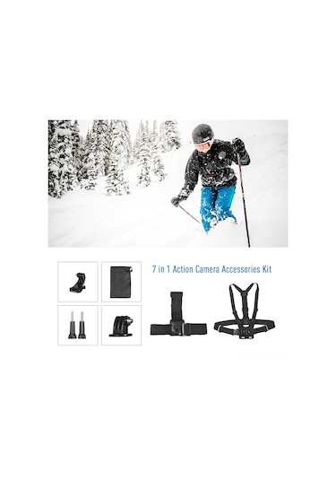 Ranyeek Gopro Hero6/5, Xiaomi Yi Spor Kamerası Erişoriesi Seti - 7 Parça: Baş Ve Göğüs Kayışı, Depolama Çantası İle Tüm Açı Ayarları