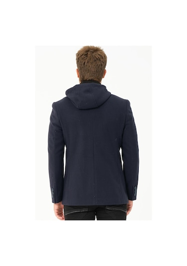 K7532 Dewberry Erkek Kaban-düz Lacivert Düz Lacivert