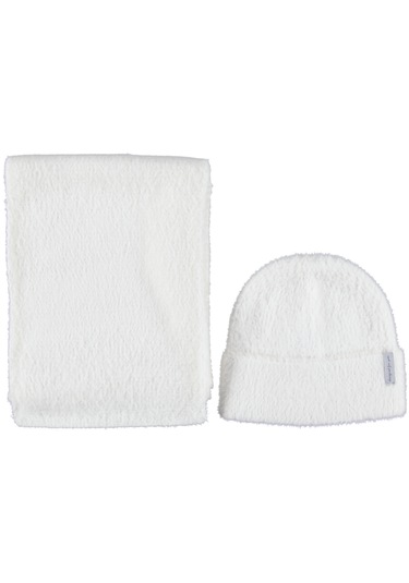 Bayan Atkı Bere 2li Set Beyaz