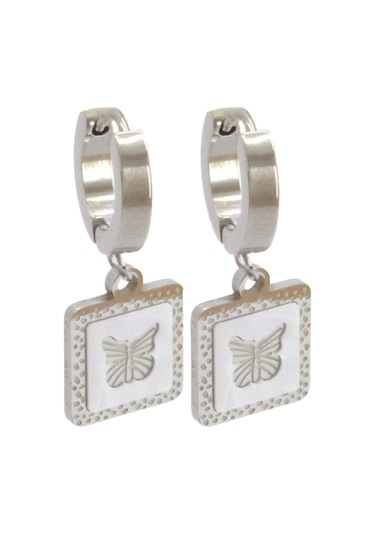 Ferizz Çelik Küpe Kadın Kelebekli Sallantılı Model Unk-814