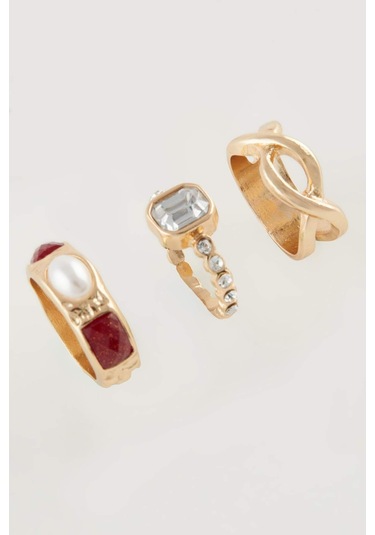 Defacto Kadın 3lü Taşlı Gold Yüzük E1452axnskr1 Gold