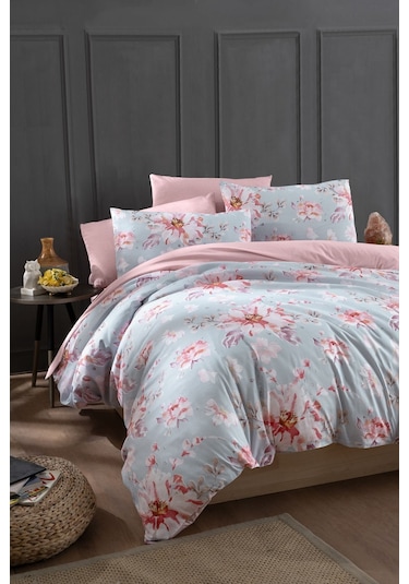 Mystory Home Rose Lastikli Çarşaflı Çift Kişilik Nevresim Takımı