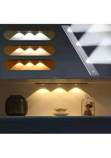 60 Cm Hareket Sensörlü 3 Renk Usb Şarj Dim Edilebilir Aplik Siyah