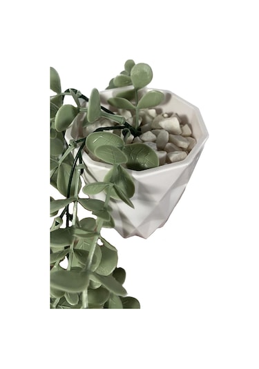 Lilac Home Elmas Beyaz Saksıda Pastel Yeşili Okaliptus Sarkıtı Yapay Çiçek