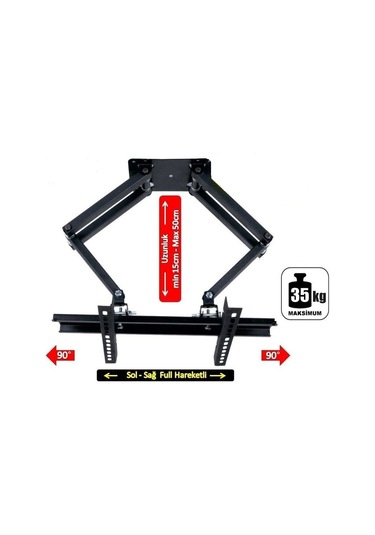 Dizayn Truva 32'' - 42'' - 82 - 106 Ekran Çift Kollu Hareketli Tv Askı Aparatı Su Terazili