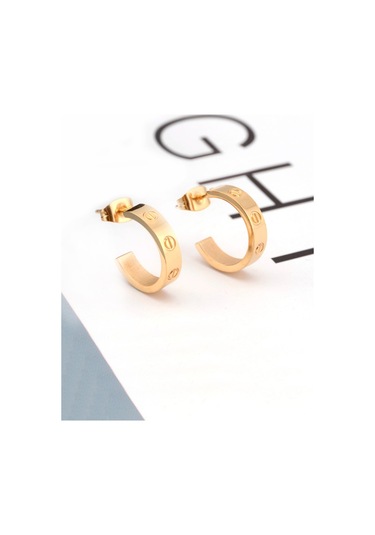 Chavin Gold Vidalı Tasarım Kadın Çelik Küpe Eh81sr Gold