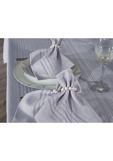 Corvver 26 Parça Dertsiz Masa Örtüsü Takımı Gri Gri