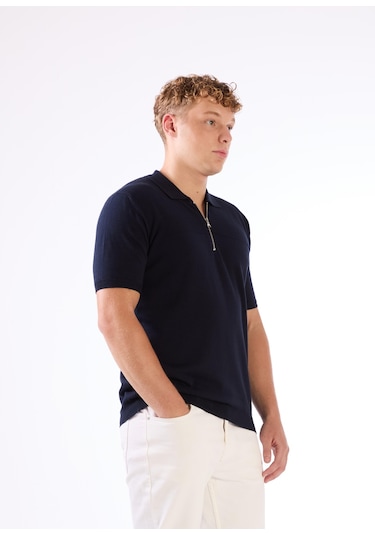 Dufy Lacivert Örgü Erkek Triko - Slim Fit Lacivert
