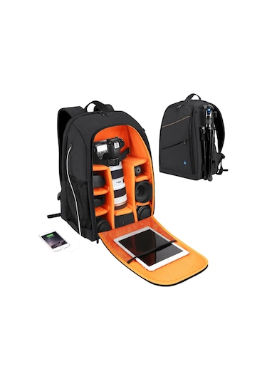 Butu Puluz Pu5011 Taşınabilir Su Geçirmez Çizilmeye Dayanıklı Sırt Çantası Kamera Taşıma Çantası - Siyah