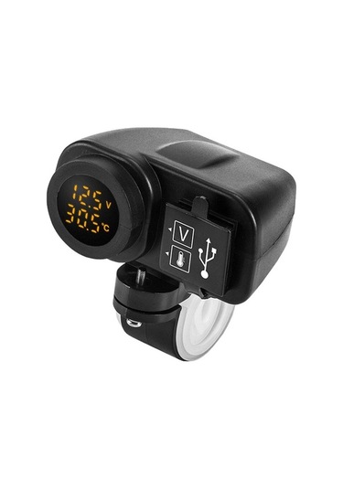 Maoyaya Motosiklet Usb Şarj Termometre, 2x Led, Dijital Görüntü