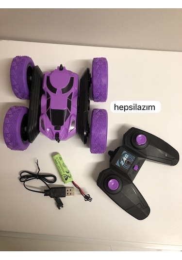 Uzaktan Kumandalı 360 Dönen Şarjlı Akrobat Stunt Car Araba Mor