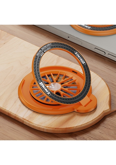 Manyetik Telefon Standı Stres Giderici Cep Telefonu Tutucu Telefon Tutacağı Parmak Döngüsü Kickstand Turuncu