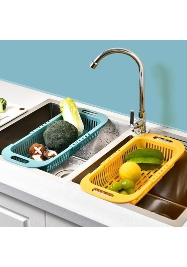 Pazly Gri Geri Çekilebilir Drenaj Rafı - Mutfak Sepeti - Sebze & Alet Saklama - Kolay Temizlenir Plastik Raf Gri