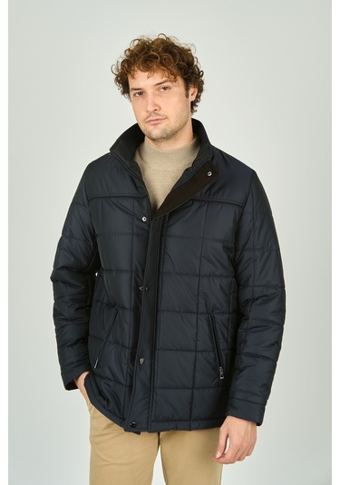 Daynax Erkek İçi Kürklü Dik Yaka Fermuar Ve Çıtçıt Kapamalı Mont Kaban 4000 Lacivert Lacivert