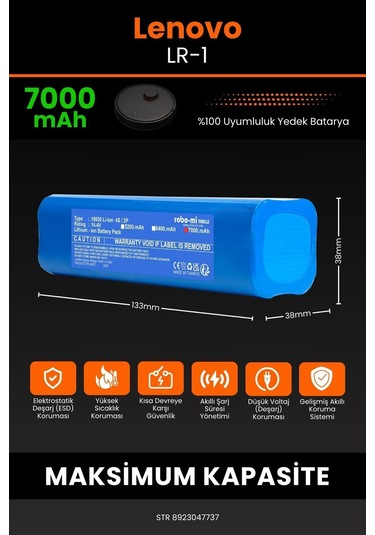 Lenovo Lr1 Uyumlu 7000 Mah Robot Süpürge Bataryası