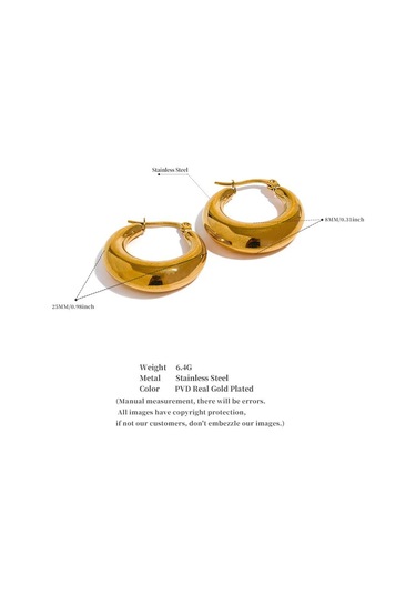 Altın Eetit Bildirimi Paslanmaz Çelik Geometrik Halka Küpe Takı Kadınlar İçin Trendy Metal Doku 18 K Küpe Altın Aksesuarlar