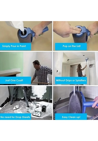 Chuangyinshop Mavi 7 İnç Teleskopik Saplı Çok Amaçlı Boya Rulolu Fırçalar: Damlama Önleyici, Kolay Temizlik