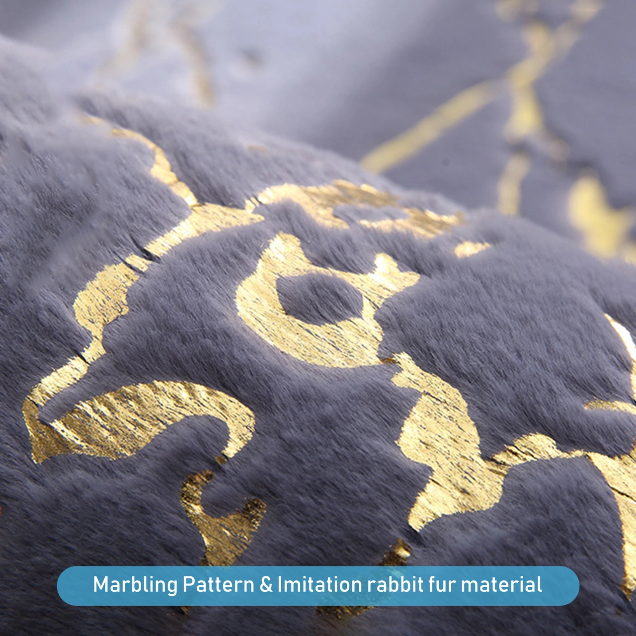 Youmex Siyah Mermer Desenli Yumuşak Tavşan Kürkü Klonu Banyo/pencere Ped 40x60cm - Su Emici, Kayma Engeli, Makine Yıkama Uygun Siyah