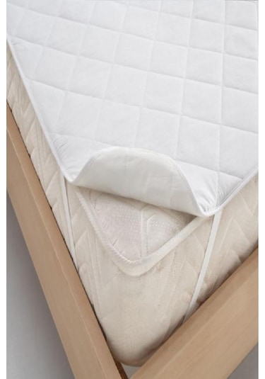 Altın Karma Yatak Koruyucu Kapitoneli 100x200 Cm Tek Kişilik Çarşaf Köşe Lastikli Beyaz