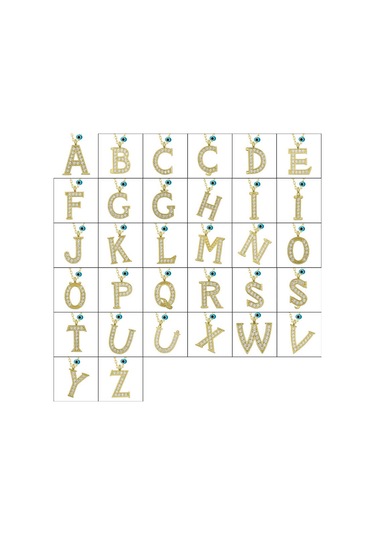 925 Ayar Gümüş Nazar Gold I Harfi Kadın Gümüş Kolye Gümüş