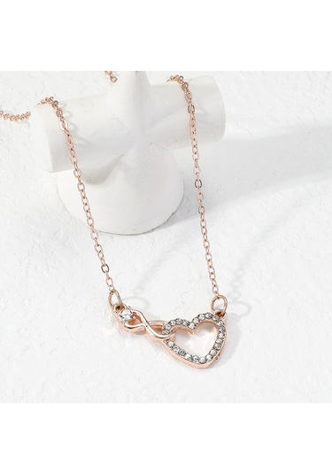 Uıowoo Zarif Kalp Kolye - İnce Zincir Klavye Kolye - Kadınlar İçin Şık Kolyesi - Özel Günler Ve Hediye İçin Altın - Rose Gold