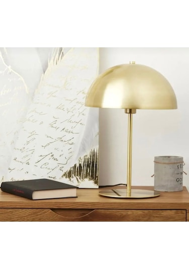 Modern Tasarım Mars Abajur Dekoratif Masa Lambası Eskitme Gold Sarı Metal Gövde Gold