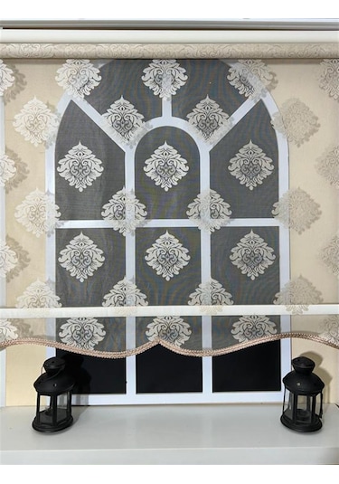 Storburada Çift Mekanizmalı Somon Tül Perde Ve Ekru Stor Perde Stb45239-v106 Bej