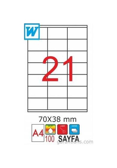 Goldmoon 2088 Laser A4 Sayfa Etiketi 70X38MM 100'lü Paket