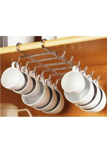 Magic Objects Mutfağınız Için Raf Altı 10 Kancalı Kahve Fincanı Askısı Aparatı Ekru