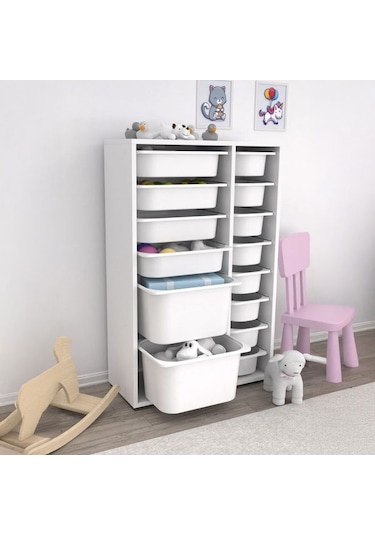 Pratico 14 Sepetli Çok Amaçlı Oyuncak Dolabı - Beyaz - 109x30x69,5 Cm Beyaz Pratico 14 Sepetli Çok Amaçlı Oyuncak Dolabı - Beyaz - 109x30x69,5 Cm Beyaz