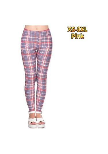 Novahub Pembe Bayan Açık Mor Tüy Baskılar Streç Yoga Tayt Spor Koşu Spor Salonu Spor Aktif Pantolon Pembe - 7xl Pembe