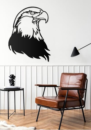 Kara Kartal Figürlü Ahşap Mdf Dekoratif Duvar Tablosu Duvar Dekoru 3mm 21 x 27 CM
