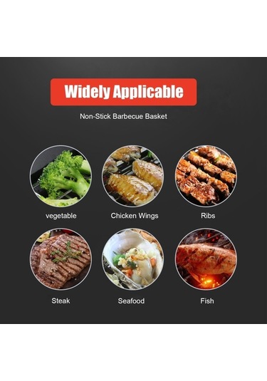 Pazly Üç Boyutlu Paslanmaz Çelik Izgara Ağı, Ahşap Saplı Balık Klipsi, Gümüş Yeşil Renk Gümüş