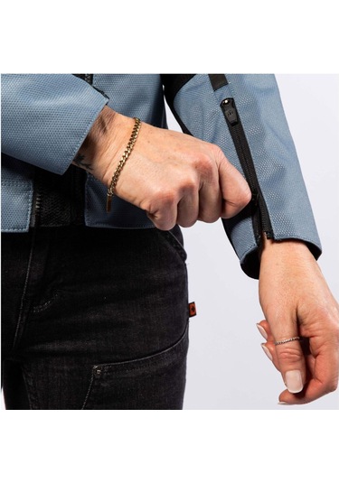 Icon Womens Overlord 3 Korumalı Kadın Motosiklet Montu Siyah Mavi