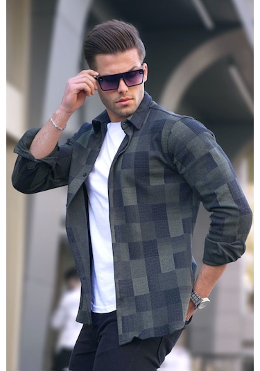 Madmext Madmext Haki Ekoseli Oduncu Erkek Gömlek 4667