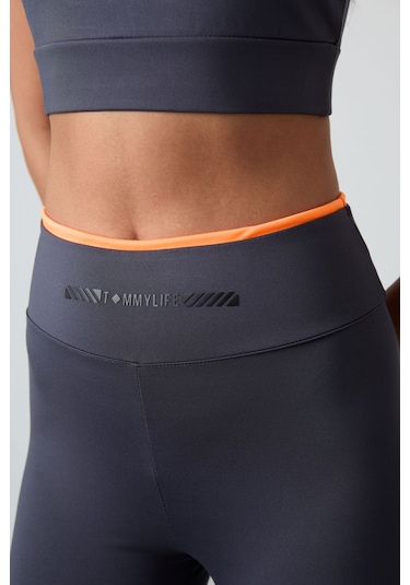 Tommylife Antrasit Esnek Standart Fit Performans Kadın Tayt Takım - 95333
