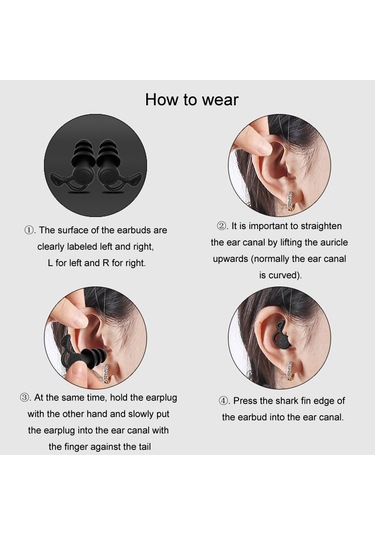 Sones Gürültü Önleyici Uyku Kulak Tıkacı Üç Katmanlı Ses Geçirmez Silikon Yüzme Kulak Tıkacı Beyaz