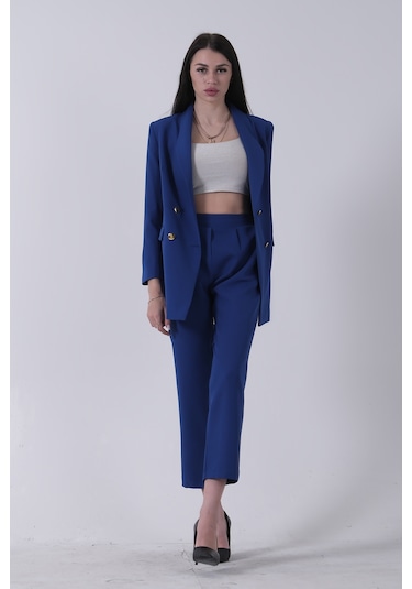 Feminist Saks Blazer Ceket Pantolon İkili Takım 0106305.26 Saks