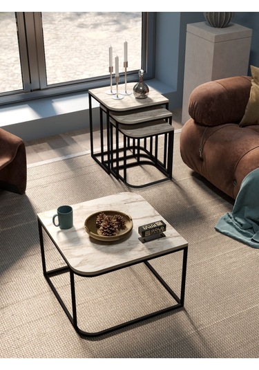 Orta Sehpa Ve Zigon Sehpa Damla Efes Bej