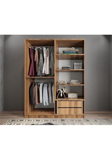 Bevel 4 Kapaklı Gizli Çekmeceli Gardırop Cv 180 Cm - Montaj Dahil