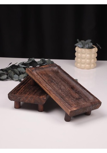 Bambum 2 Parça Pavlonya Noble Ahşap Sunum Ve Servis Seti Dikdörtgen Servis Tabakları Ahşap